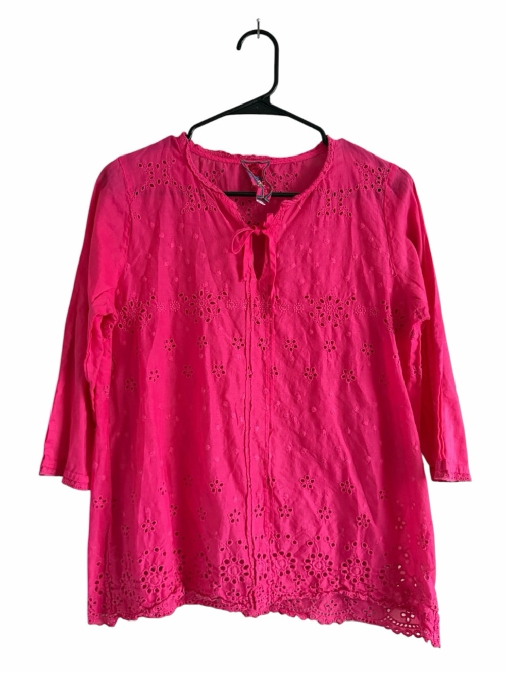 Johnny Was Eyelet Cotton Top Pink Size Small